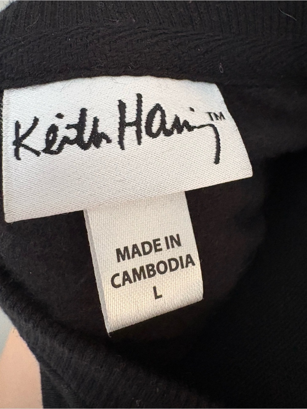 Keith Haring Black Crewneck Sweatshirt with Red Heart Graphic - Picture 3 of 3